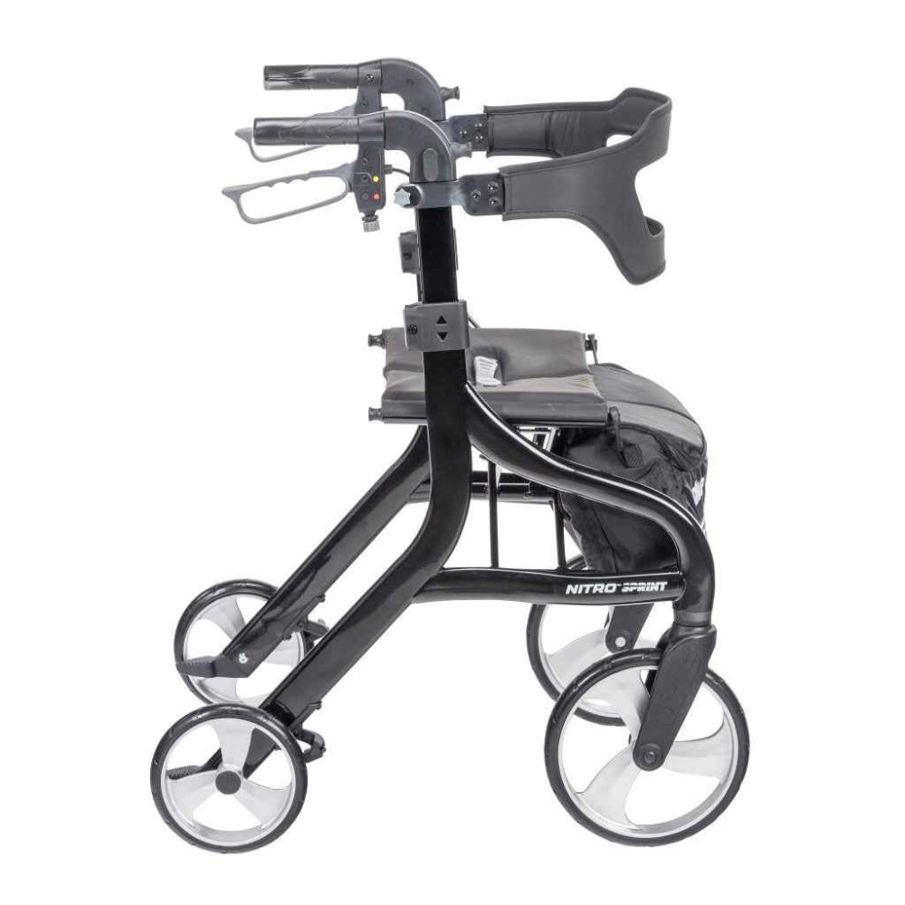 Side View of Drive Medical Nitro Sprint Rollator – Foldable Walking Aid with Large Wheels – Care Made